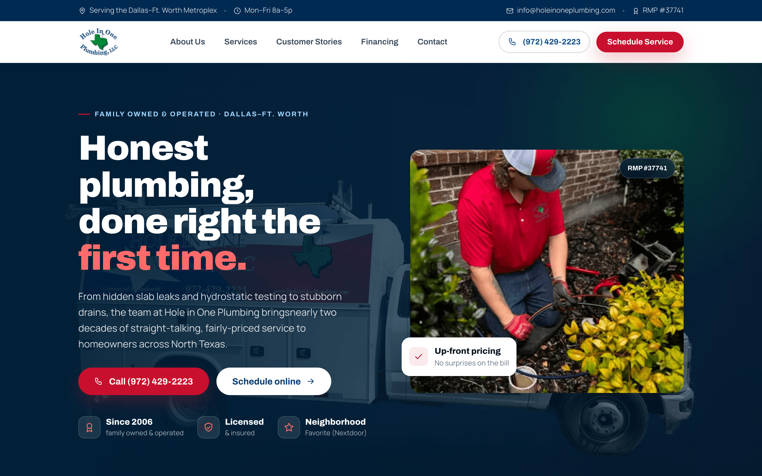 Hole in One Plumbing homepage